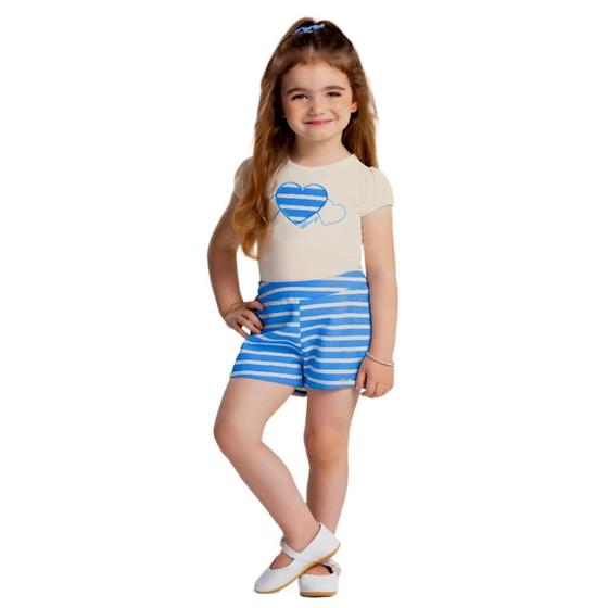 Imagem de Conjunto infantil blusa cotton shorts off white glinny