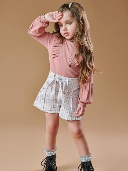 Imagem de Conjunto Infantil, Blusa Manga Longa e Short, 2 peças - Kiki Xodó