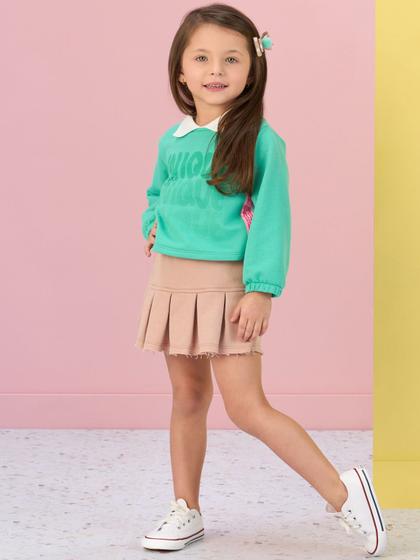 Imagem de Conjunto Infantil Blusa Manga Longa/ Short Saia Mon Sucré