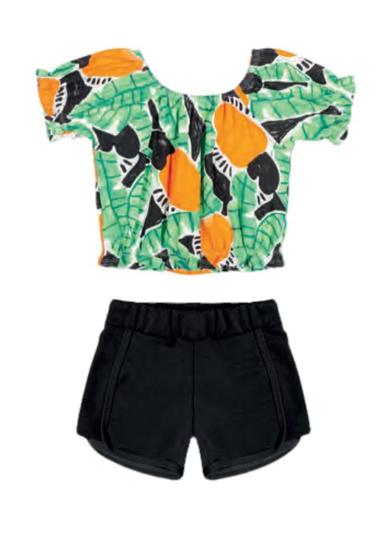 Imagem de Conjunto Infantil Blusa Shorts Preto Nanai