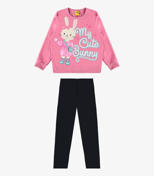 Imagem de Conjunto Infantil Blusão Com Legging Rovi Kids Rosa