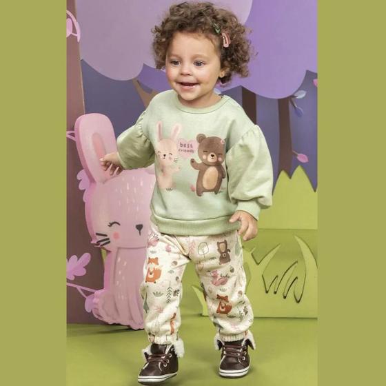 Imagem de Conjunto Infantil Blusão e Calça em Moletom Peluciada 62399 - Kukiê