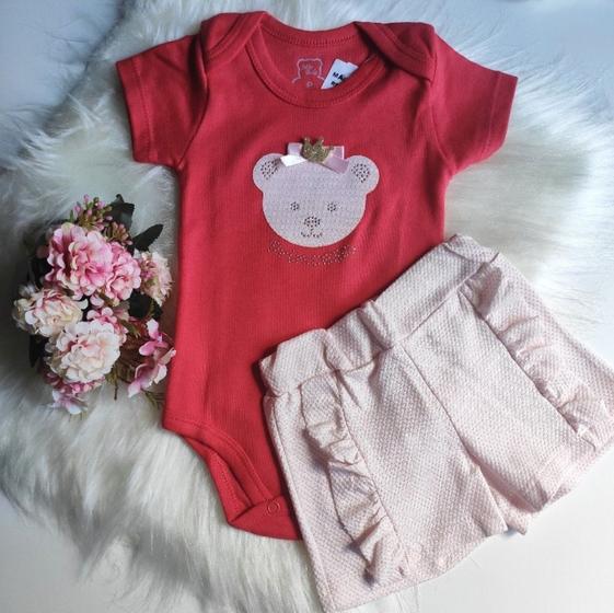 Imagem de Conjunto infantil body e short verão - moda bebê feminino