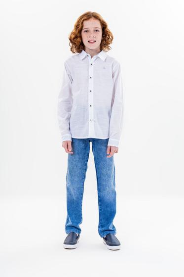 Imagem de Conjunto Infantil Branco Camisa Botões Linho Vigat