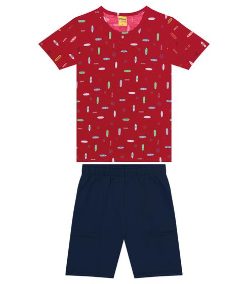 Imagem de Conjunto Infantil Camisa Com Bermuda Rovi Kids Vermelho