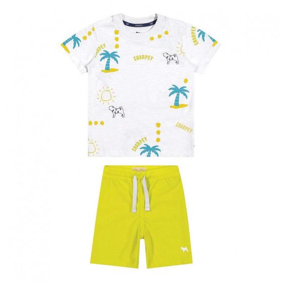 Imagem de Conjunto Infantil Camisa Flamê Manga Curta Estampada E Bermuda Piquet Com Elástico e Cordão Charpey