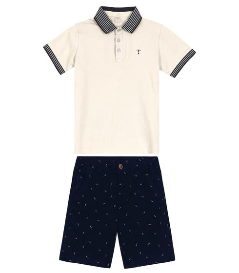 Imagem de Conjunto Infantil Camisa Polo E Bermuda Trick Nick Bege