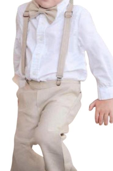 Imagem de CONJUNTO INFANTIL CAMISA SOCIAL CALÇA Bege MENINO CASAMENTO PAJEM