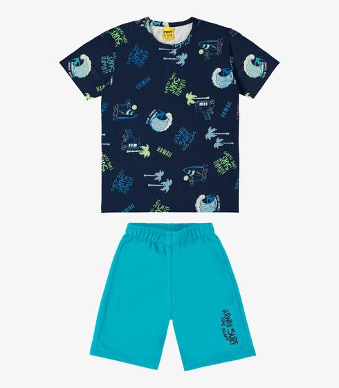 Imagem de Conjunto Infantil Camiseta Com Bermuda Rovi Kids Azul