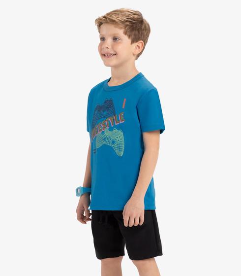 Imagem de Conjunto Infantil Camiseta Com Bermuda Rovi Kids Azul