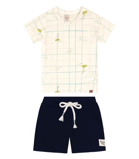 Imagem de Conjunto Infantil Camiseta Com Bermuda Trick Nick Bege