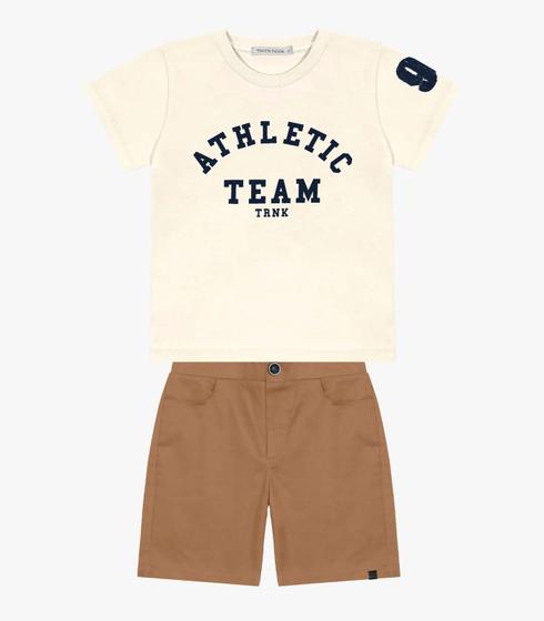 Imagem de Conjunto Infantil Camiseta Com Bermuda Trick Nick Bege