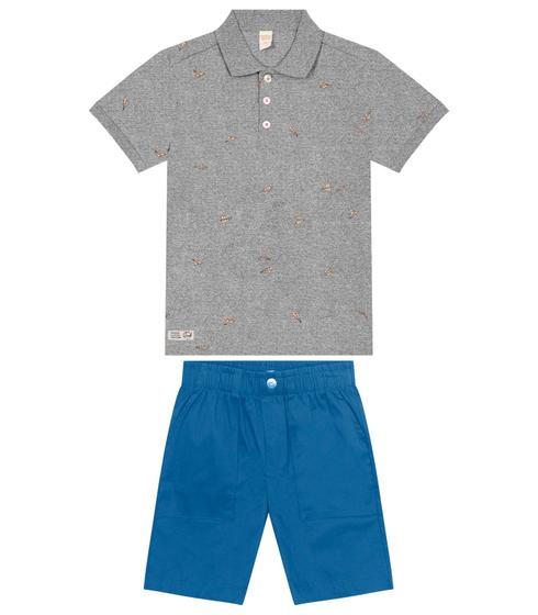 Imagem de Conjunto Infantil Camiseta Com Bermuda Trick Nick Cinza
