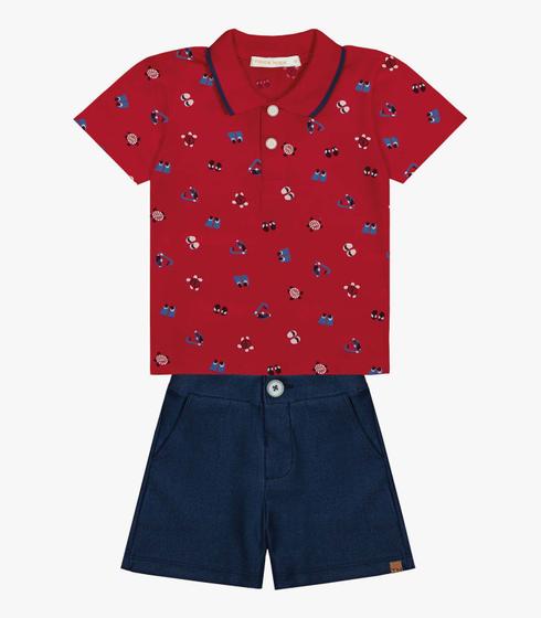 Imagem de Conjunto Infantil Camiseta Com Bermuda Trick Nick Vermelho