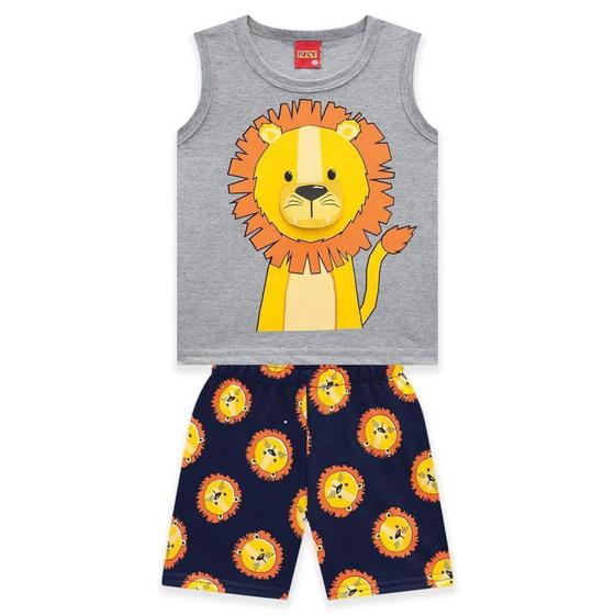 Imagem de Conjunto Infantil Camiseta Regata Kyly Estampa Leãozinho Com Bermudinha Em Moletom Sem Felpa - Dona