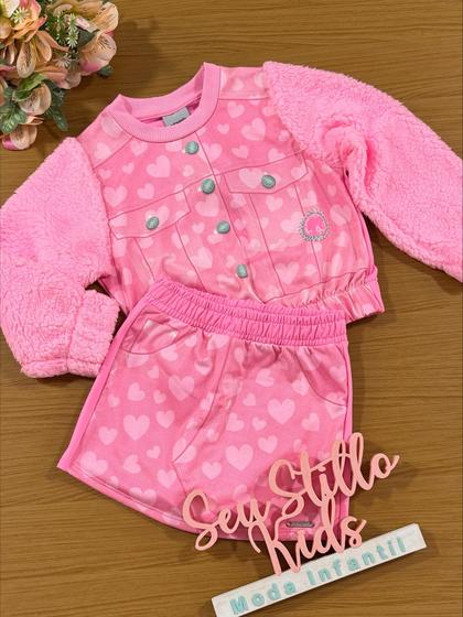 Imagem de Conjunto Infantil Catavento Inverno Shorts Saia e Blusa Barbie