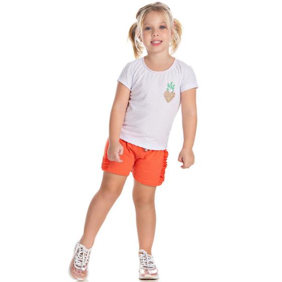 Imagem de Conjunto Infantil Charme Branco com Coral