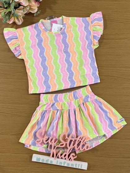 Imagem de Conjunto Infantil Cinti Verão Shorts e Blusa Ondas Neon