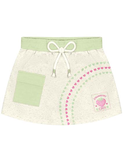 Imagem de Conjunto Infantil Cinti Verão Shorts Saia e Blusa Verde Moranguinho com Bolsa