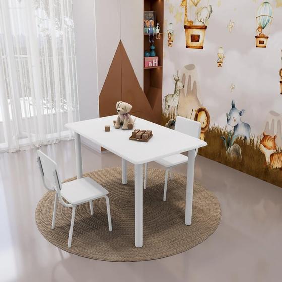 Imagem de Conjunto Infantil com Mesa 75x50cm com 2 cadeiras Laura Branco