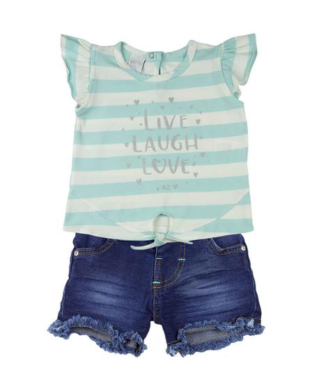 Imagem de Conjunto Infantil Cotton Listrado Índigo Live Laugh Love - Verde