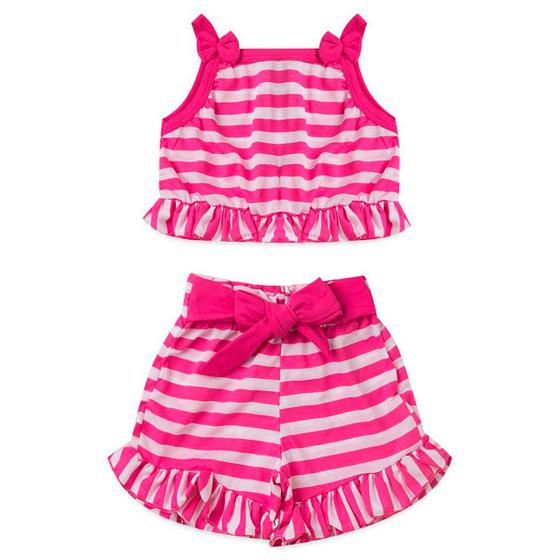 Imagem de Conjunto Infantil Criança Menina Short + Blusa Cropped Listr