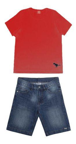 Imagem de Conjunto Infantil Criança Menino Short + Camiseta Tam 4 Ao 8