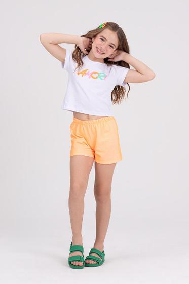 Imagem de Conjunto Infantil Cropped Amor Laranja