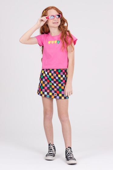 Imagem de Conjunto Infantil Cropped Manga Evasê Love Pink