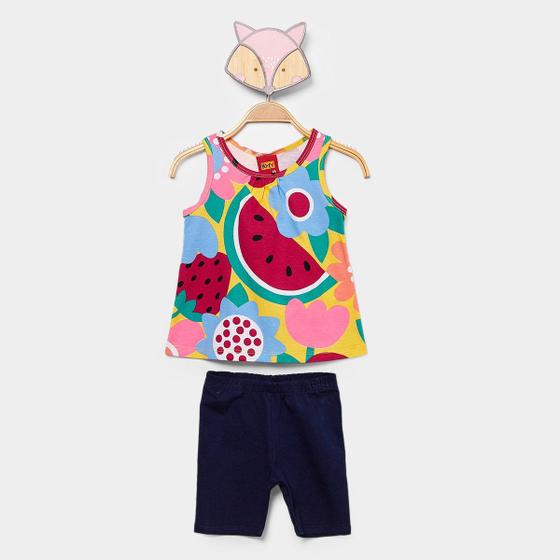 Imagem de Conjunto Infantil Curto Kyly Floral Frutas Menina