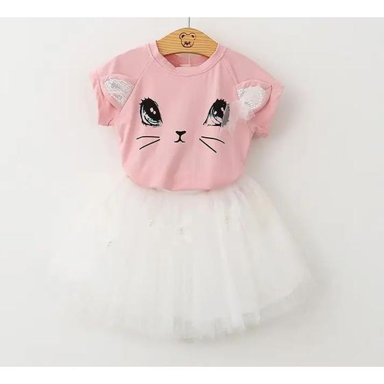 Imagem de Conjunto Infantil de Festa Gatinha com Saia Tule