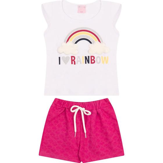 Imagem de Conjunto Infantil de Menina Arco Íris Branco