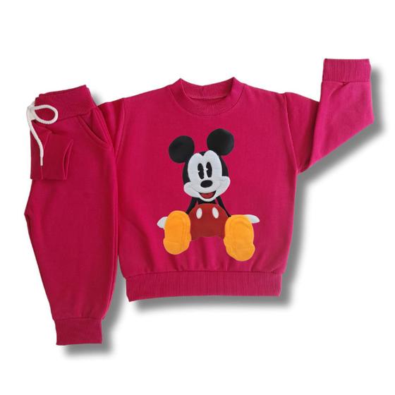 Imagem de Conjunto Infantil de Moletom Flanelado Menino Menina Bebê Mickey