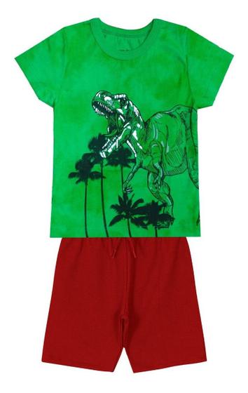 Imagem de Conjunto Infantil Dinossauro Menino Short + Camiseta 4 Ao 10