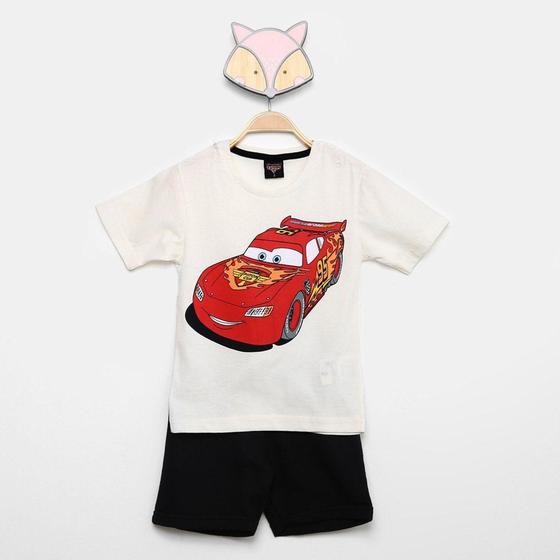 Imagem de Conjunto Infantil Disney Camiseta Carros + Bermuda Menino