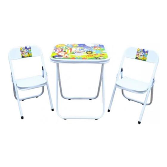 Imagem de Conjunto Infantil Escolar Mesa com 2 Cadeiras Dobrável - Utilaco 