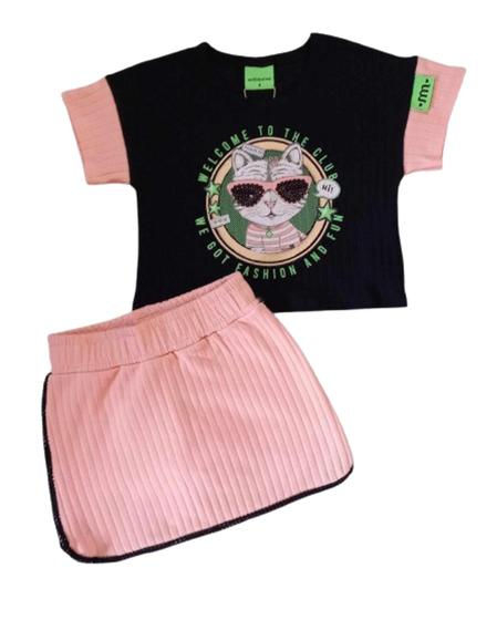 Imagem de Conjunto Infantil Feminino Blusa MC e Saia Milli&Nina