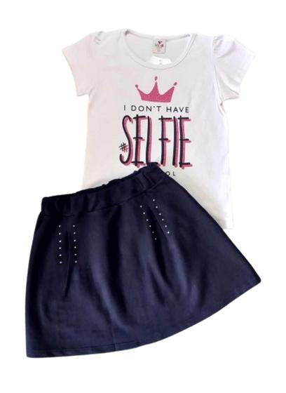 Imagem de Conjunto Infantil Feminino Blusa MC + Saia Vindi Malhas