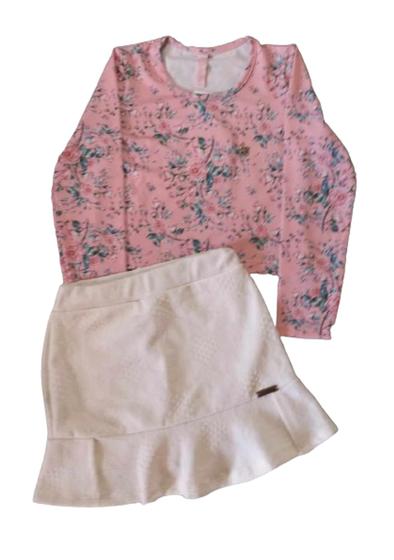 Imagem de Conjunto Infantil Feminino Blusa ML + Saia Cata-Vento