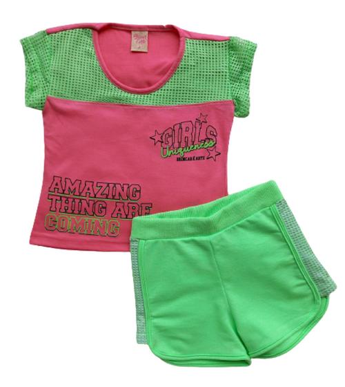 Imagem de Conjunto Infantil Feminino Blusa + Short Brincar é Arte