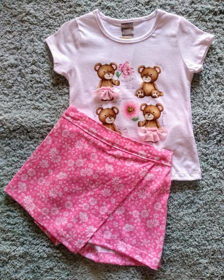 Imagem de Conjunto Infantil Feminino Blusa + Short Saia Mundi