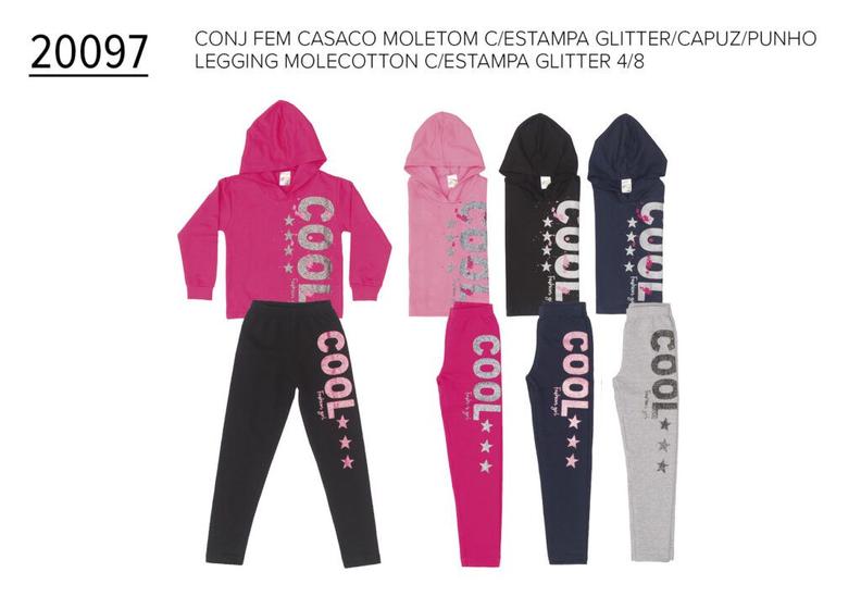 Imagem de Conjunto Infantil Feminino Blusão e Calça Moletom 4 ao 8