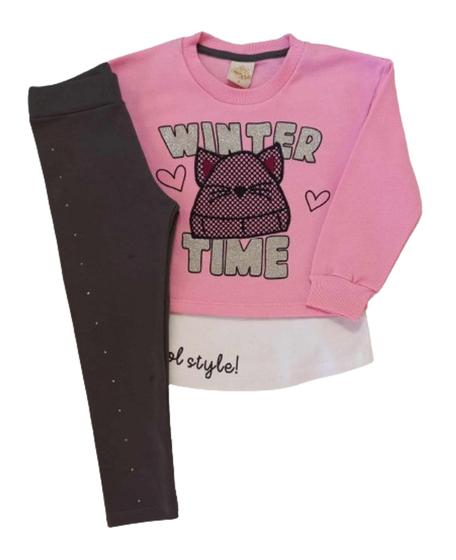 Imagem de Conjunto Infantil Feminino Blusão ML + Legging Time Kids
