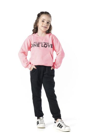 Imagem de Conjunto Infantil Feminino Calça Capuz Rosa Felpudo 5735