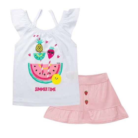 Imagem de Conjunto Infantil Feminino Denim Bright Branco