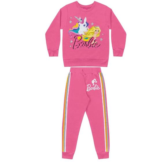 Imagem de Conjunto Infantil Feminino em Moletom Menina Blusão Casaco E Calça Barbie