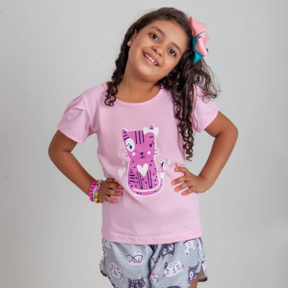 Imagem de Conjunto infantil  feminino gatinha com laço