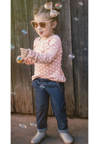 Imagem de Conjunto Infantil Feminino Inverno GAN-K Calça + Blusa Cor: Poá Rose-Azul escuroTamanho:4Modelo:GKCJ07F