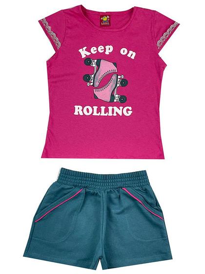 Imagem de Conjunto Infantil Feminino Keep On Rolling - Lual Kids - Pink/Petróleo