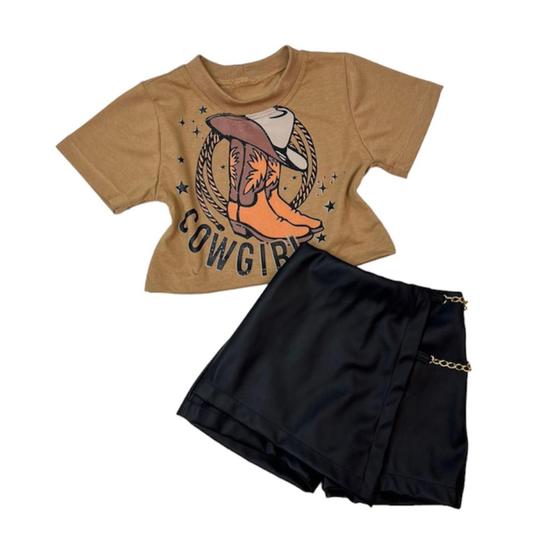 Imagem de Conjunto Infantil Feminino Look Boiadeira Country Meninas Cowgirl